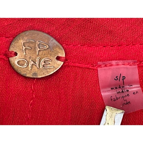 Free People Women's Red FP One Lose & Light Top With Split Neckline Sz S/P - Picture 5 of 7
